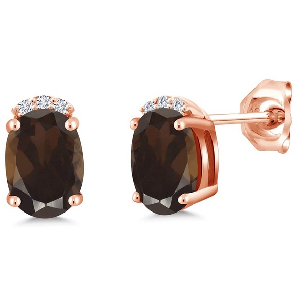 Brown Quartz and Diamonds Earrings